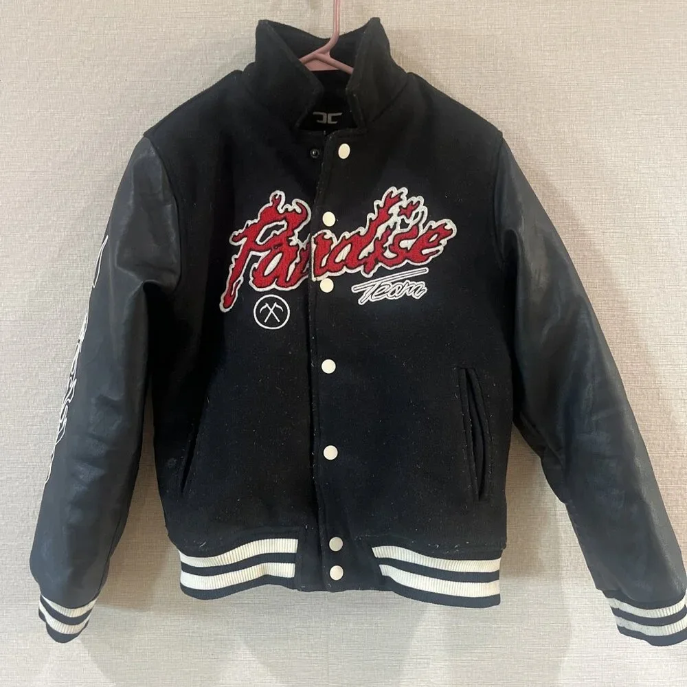 Authentic Jordan Craig Paradise Tour Varsity Jacket Off Black Beige Size 14